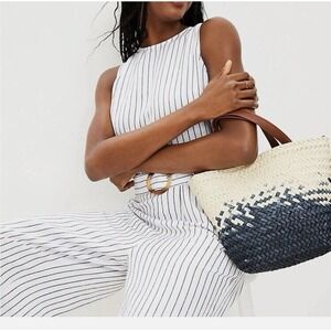 LOFT Stripe Linen Blend Belted Sleeveless Jumpsuit Women's Size‎ 4 Summer NWT